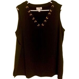 Carmen Marc Valvo Women’s Blouse Top Black W/ decorations Sz. 1X